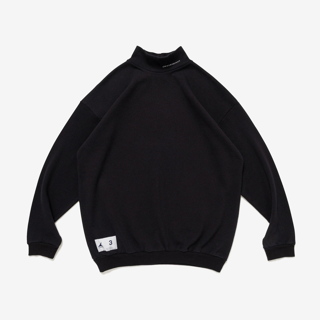 TORTOISE WAFFLE MOCK NECK LS
